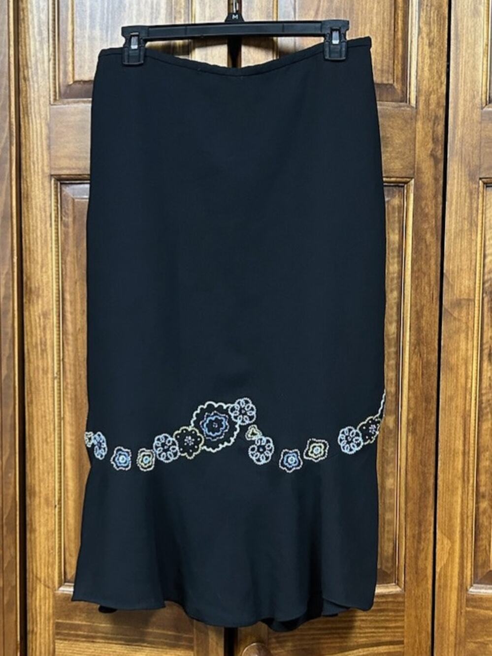 Dressbarn Beaded Black Ruffled Bottom Skirt
